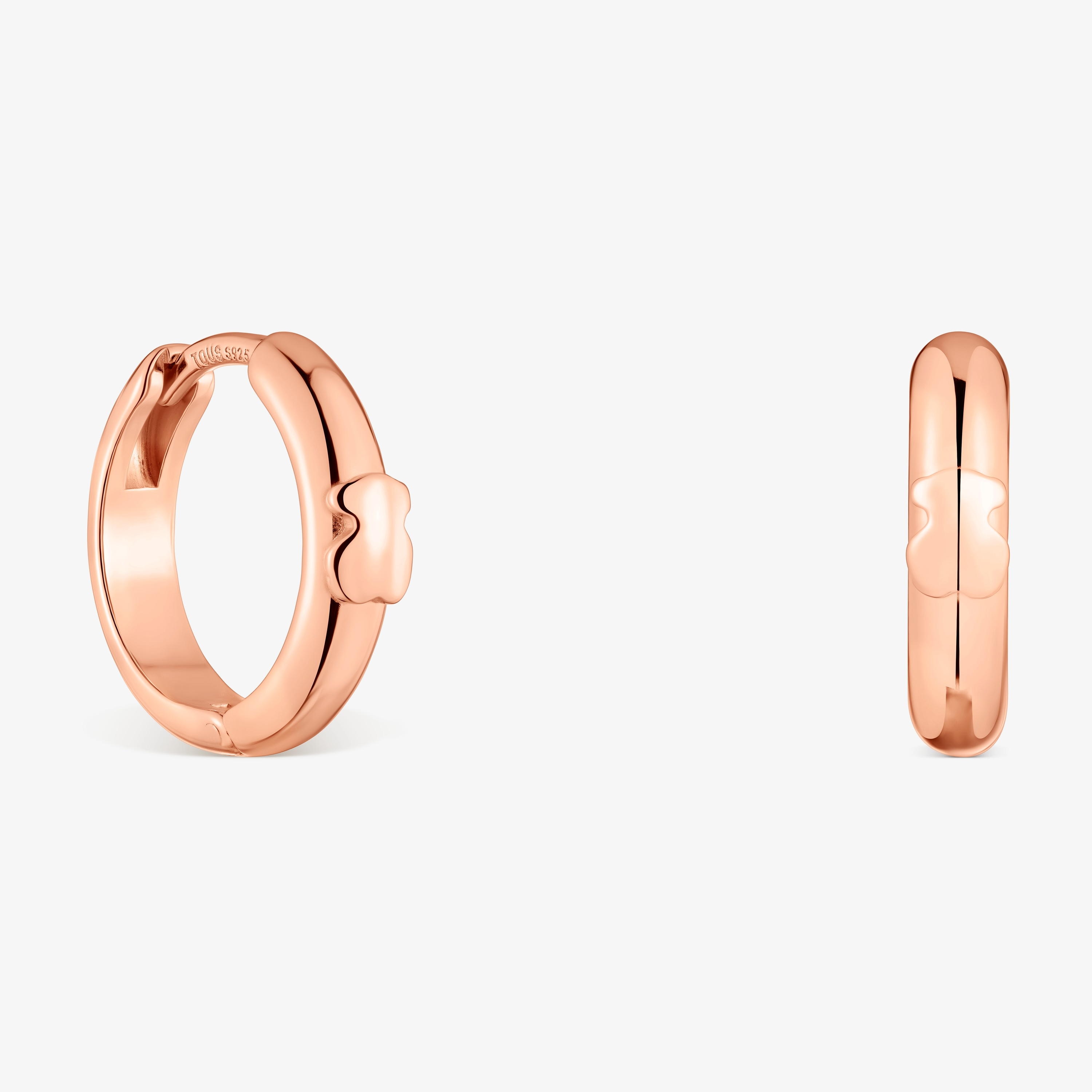 12 mm Hoop earrings with bear and 18K rose-gold vermeil TOUS Basics