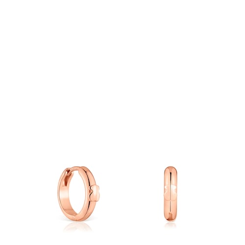 Boucles d&rsquo;oreilles anneaux avec ourson en argent plaqu&eacute; or rose 18&nbsp;ct, 12&nbsp;mm TOUS Basics