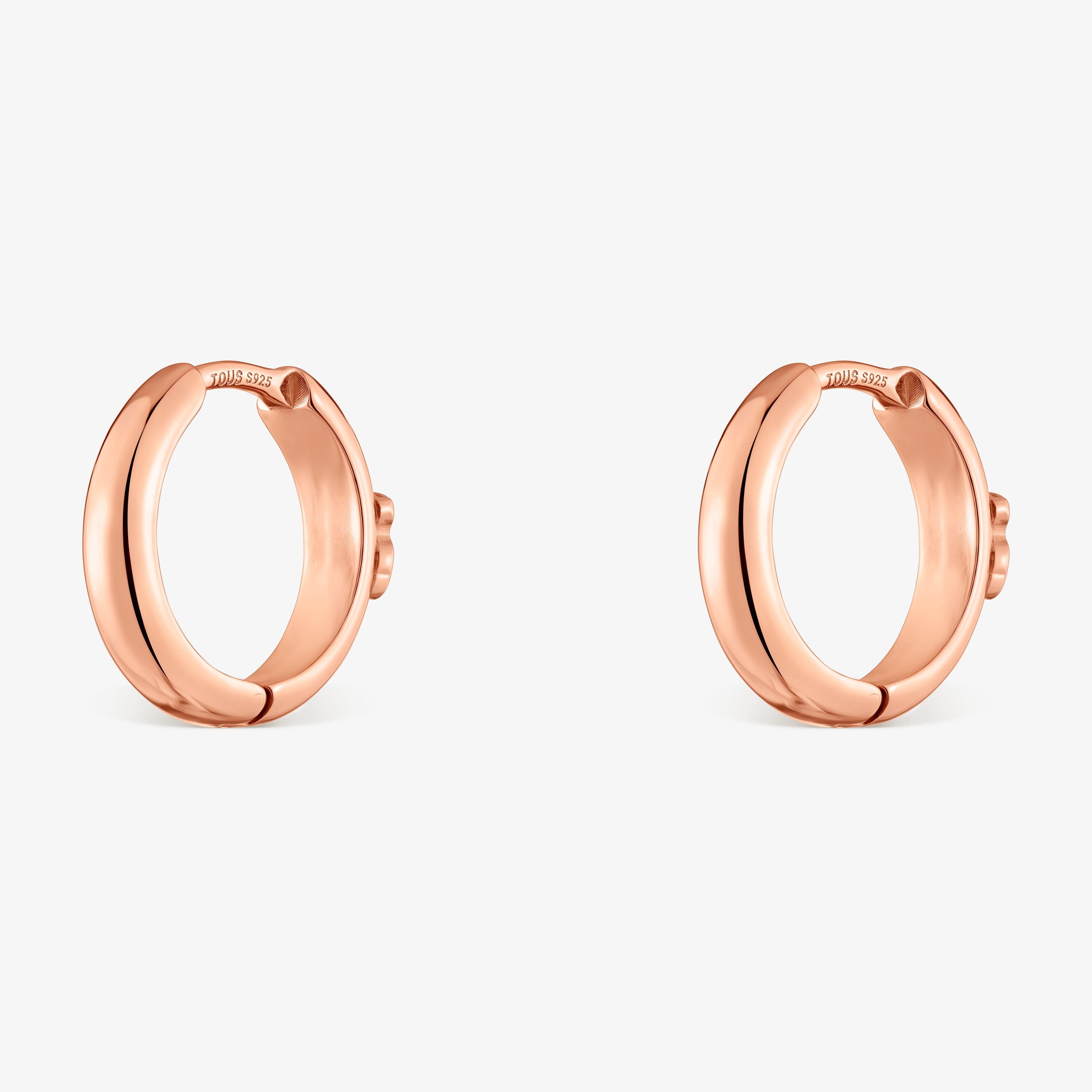 12 mm Hoop earrings with bear and 18K rose-gold vermeil TOUS Basics
