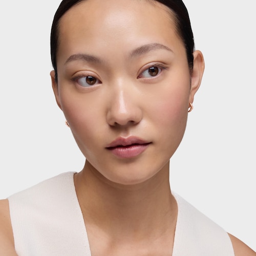 Boucles d&rsquo;oreilles anneaux avec ourson en argent plaqu&eacute; or rose 18&nbsp;ct, 12&nbsp;mm TOUS Basics