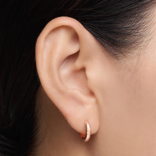 Boucles d&rsquo;oreilles anneaux avec ourson en argent plaqu&eacute; or rose 18&nbsp;ct, 12&nbsp;mm TOUS Basics