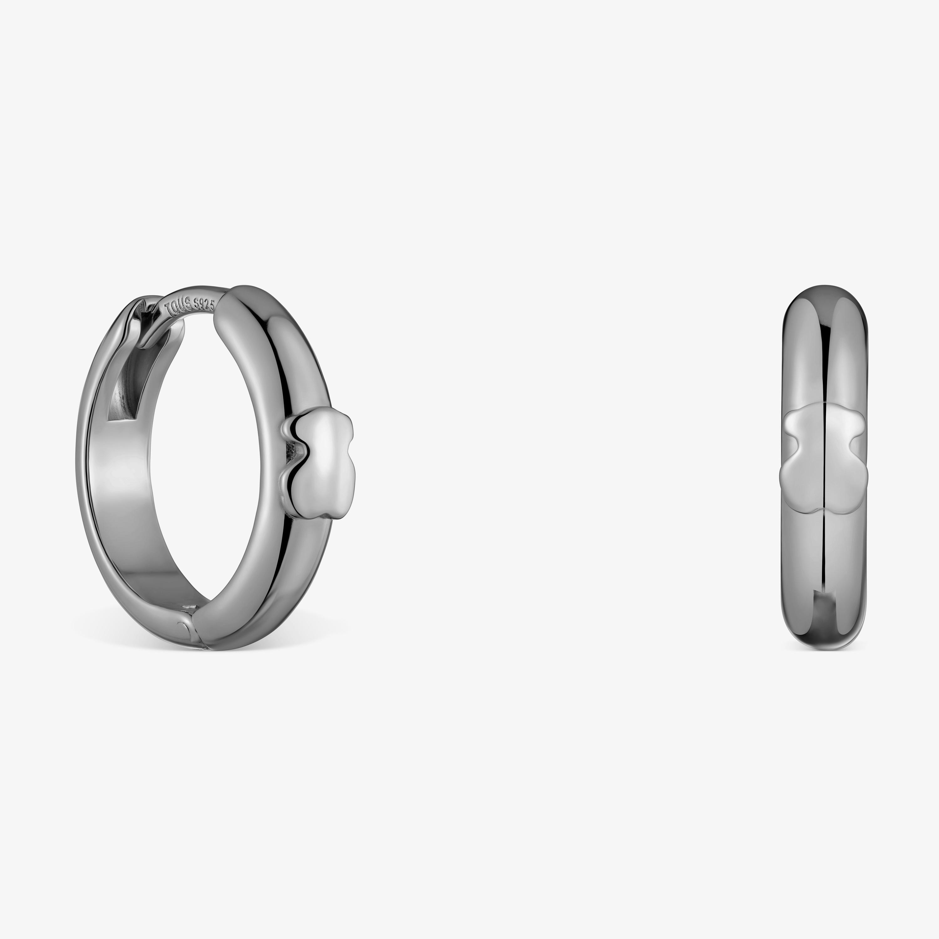 12 mm dark silver Hoop earrings with bear TOUS Basics