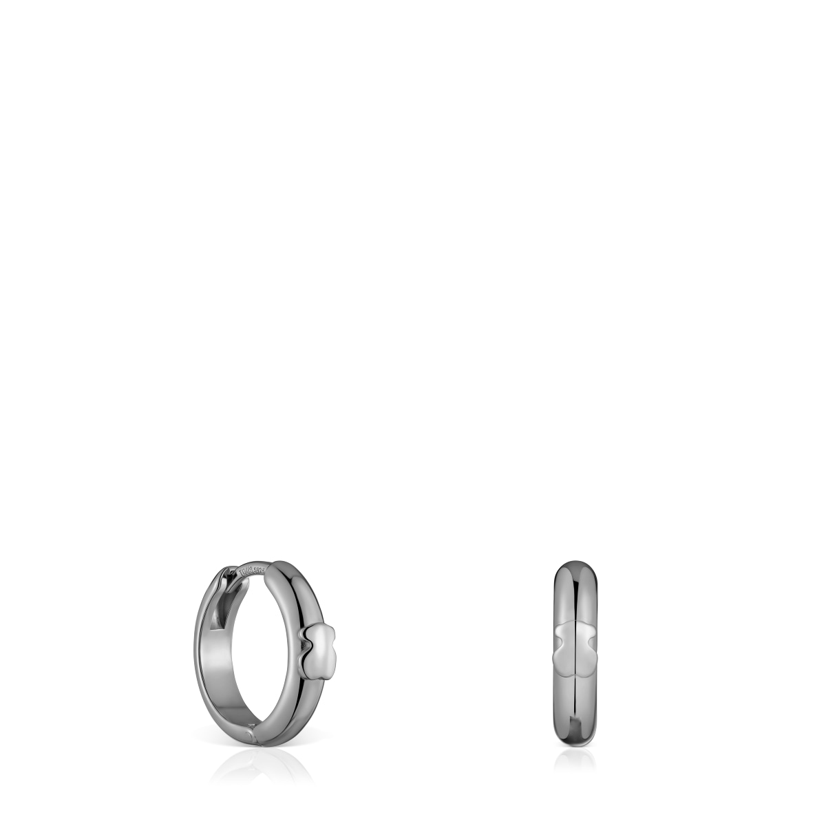 Tous - Pendientes Aro Con Oso De Plata Dark Silver 12 Mm Tous Basics - Negro