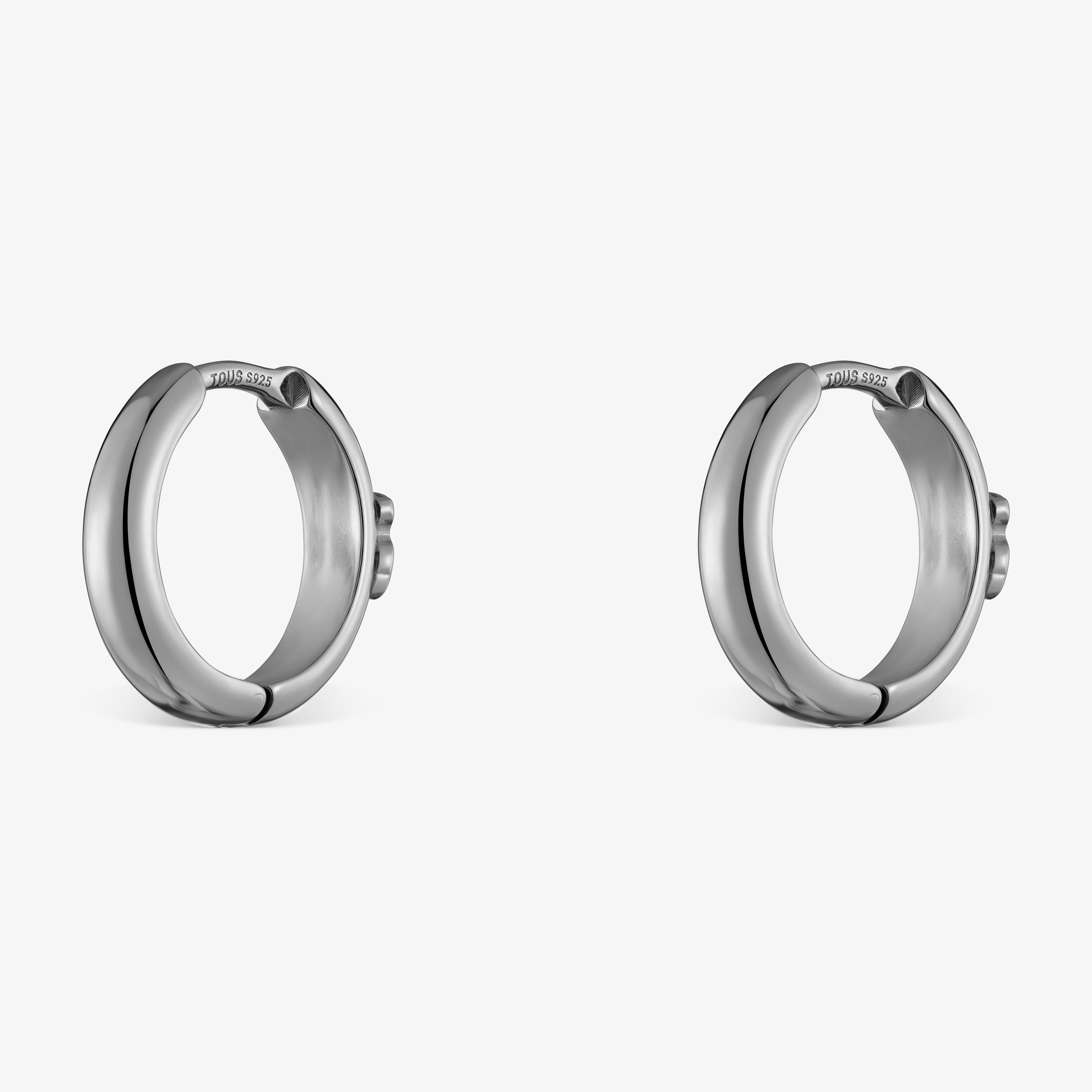 12 mm dark silver Hoop earrings with bear TOUS Basics