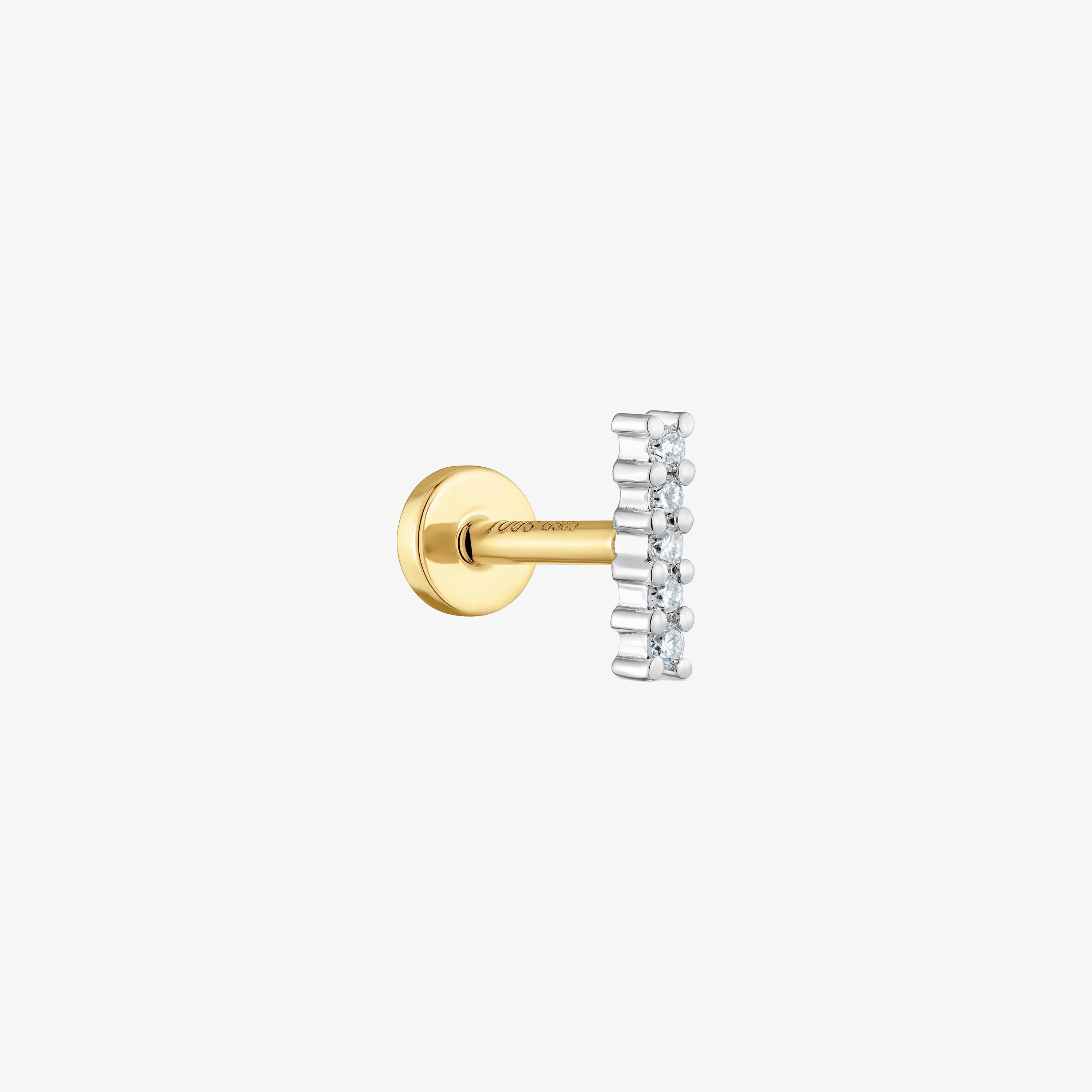 14K solid gold Piercing with 6 mm diamond strip TOUS Basics