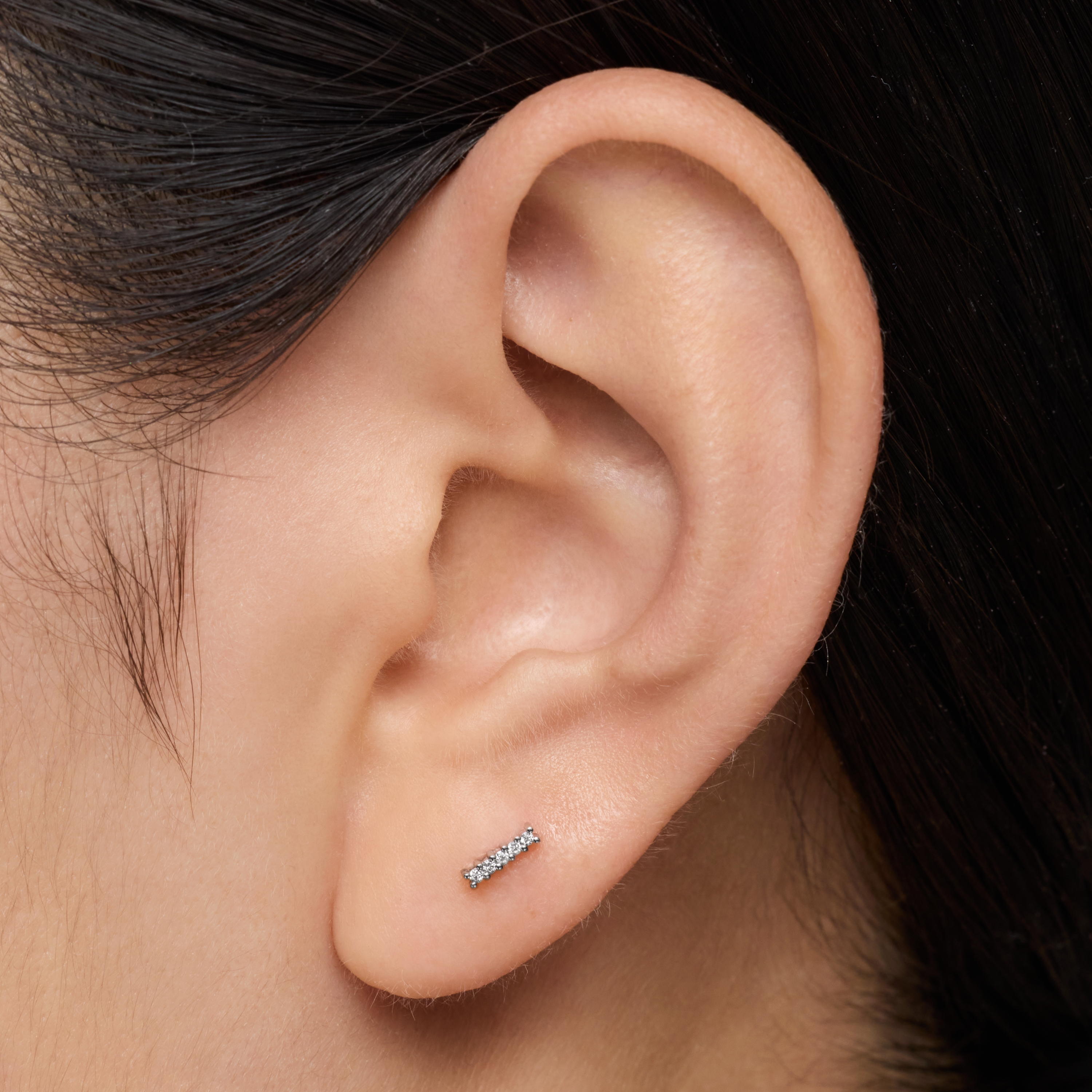 14K solid gold Piercing with 6 mm diamond strip TOUS Basics