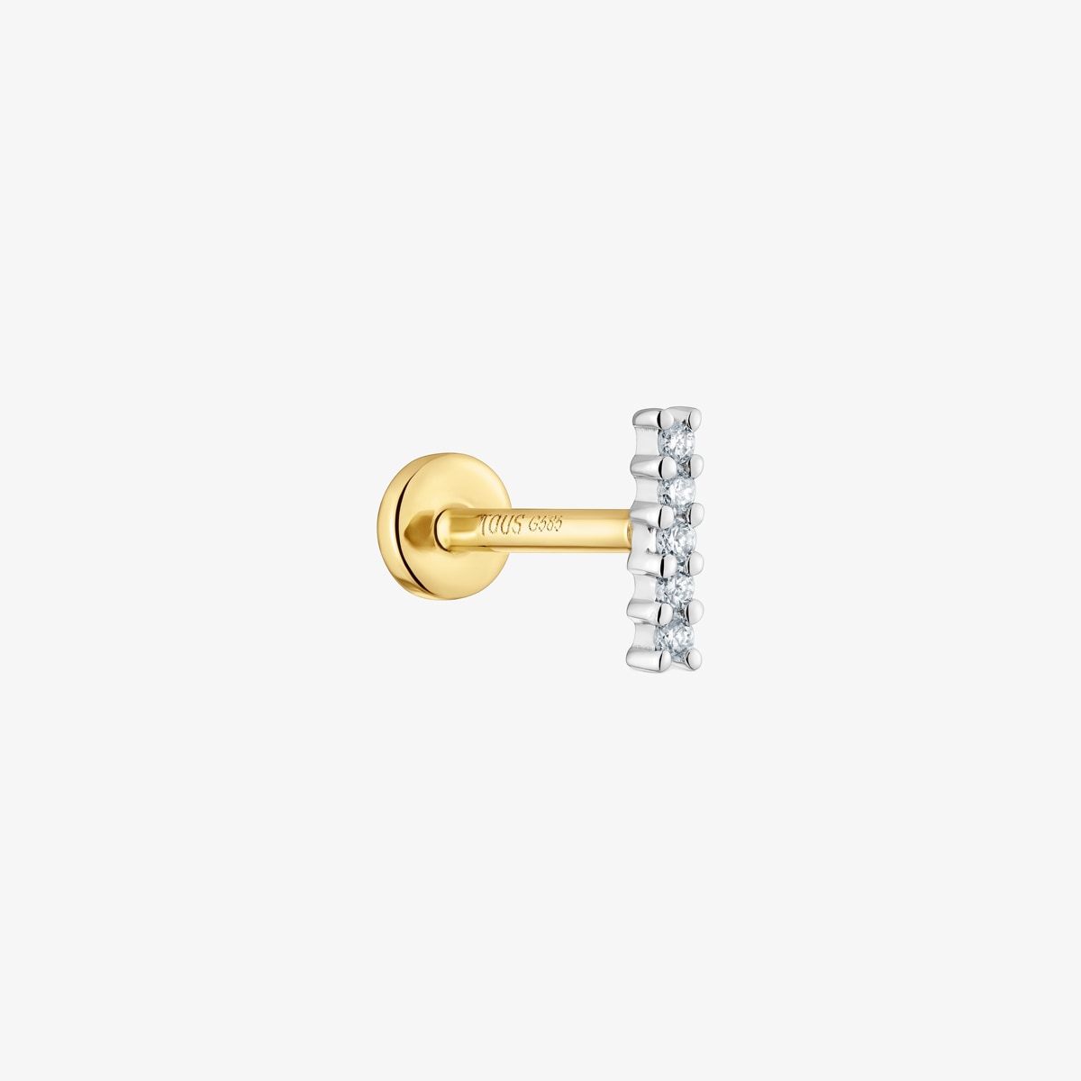 Tous - Piercing De Oro 14 Kt Y Tira Diamantes 8 Mm Tous Basics - Transparente