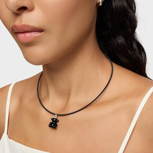 Dije oso de plata y ónix 16 mm Cachito Mío