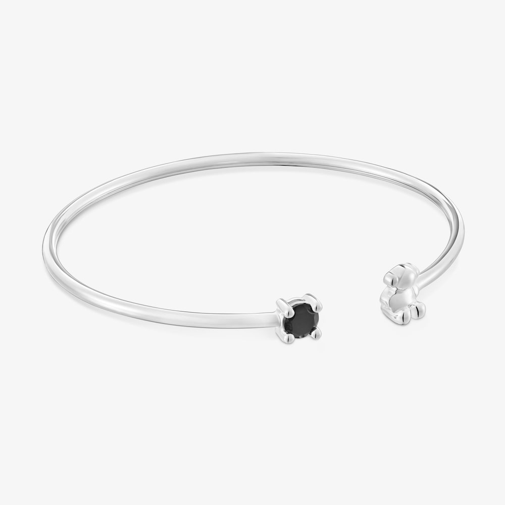 Pulsera esclava con oso de plata y espinela negra Cachito M&iacute;o