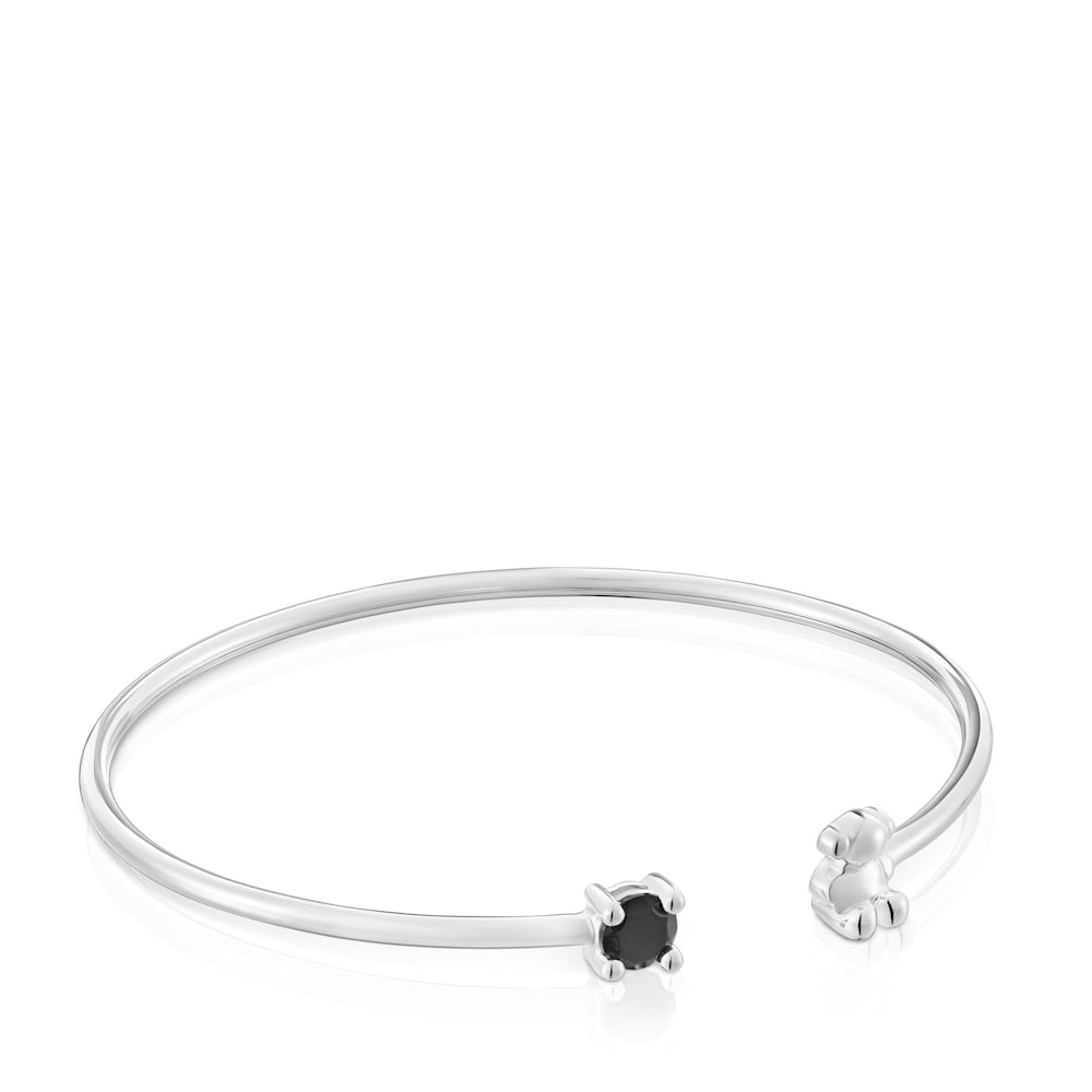 Pulsera esclava con oso de plata y espinela negra Cachito Mío image number 0