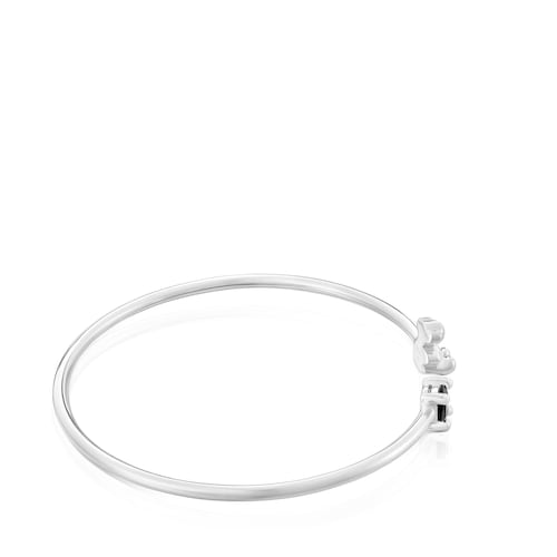 Pulsera esclava con oso de plata y espinela negra Cachito Mío