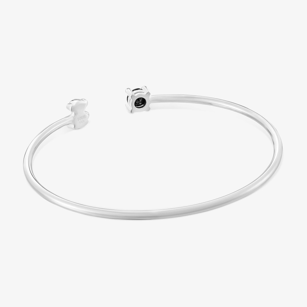 Pulsera esclava con oso de plata y espinela negra Cachito M&iacute;o