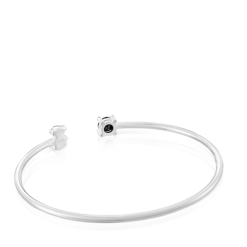 Pulsera esclava con oso de plata y espinela negra Cachito Mío