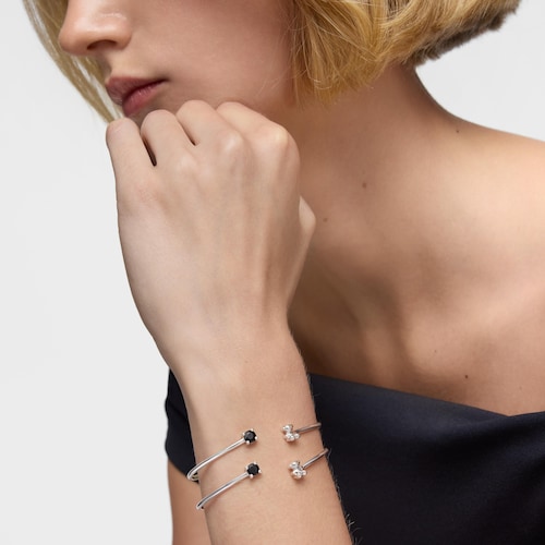 Pulsera esclava con oso de plata y espinela negra Cachito Mío