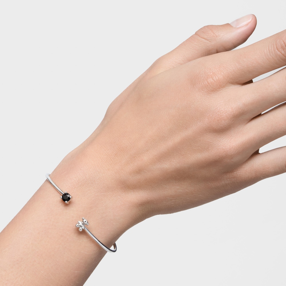 Pulsera esclava con oso de plata y espinela negra Cachito M&iacute;o