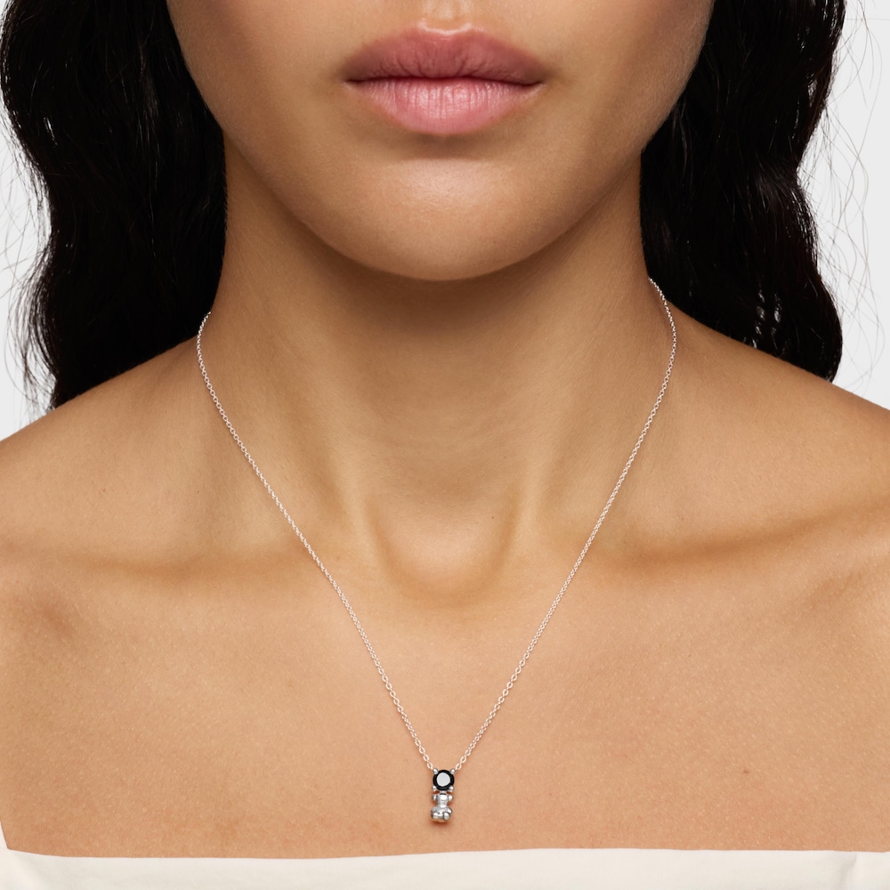 Collar con oso de plata y espinela negra Cachito M&iacute;o