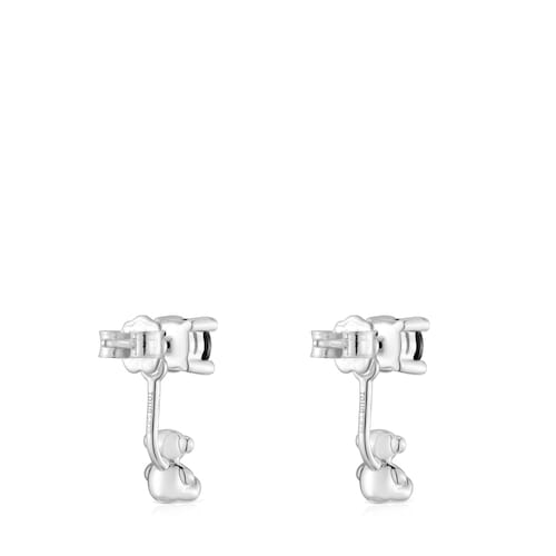 Aretes cortos oso de plata y espinela negra Cachito Mío