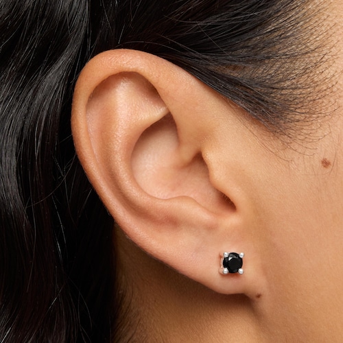 Aretes oso de plata y espinela negra Cachito Mío