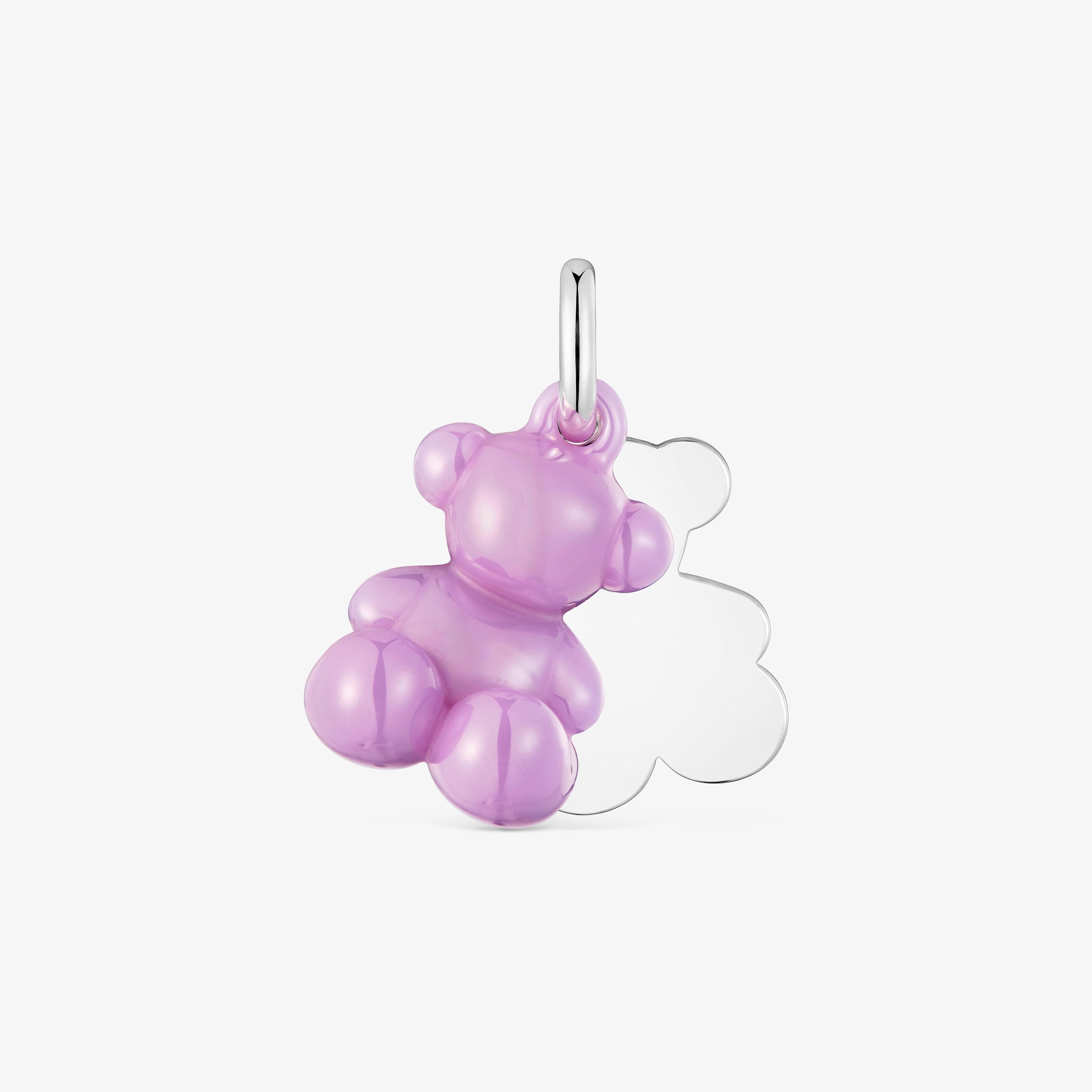 Silver and lilac-colored ceramic double-bear Pendant Bold Bear