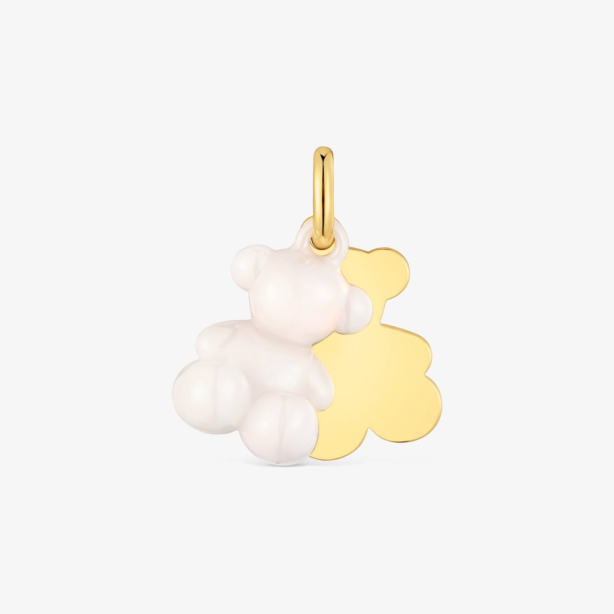 Tous - Colgante Doble Oso Con Baño De Oro 18 Kt Sobre Plata Y Cerámica Blanca Bold Bear - Blanco