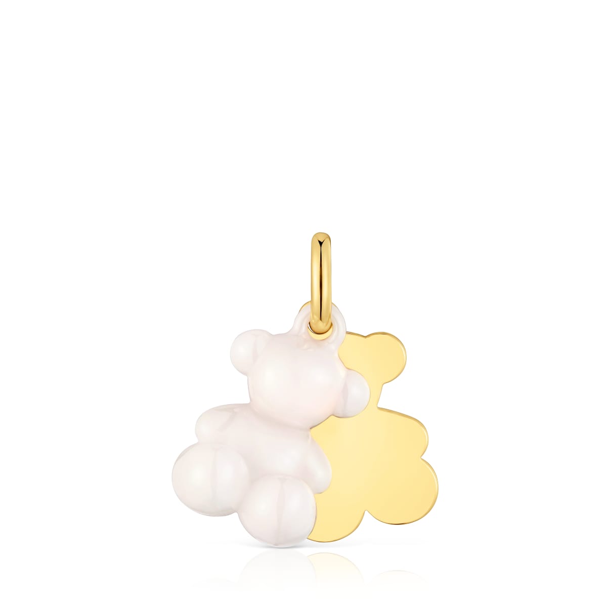 Tous - Colgante Doble Oso Con Baño De Oro 18 Kt Sobre Plata Y Cerámica Blanca Bold Bear - Dorado