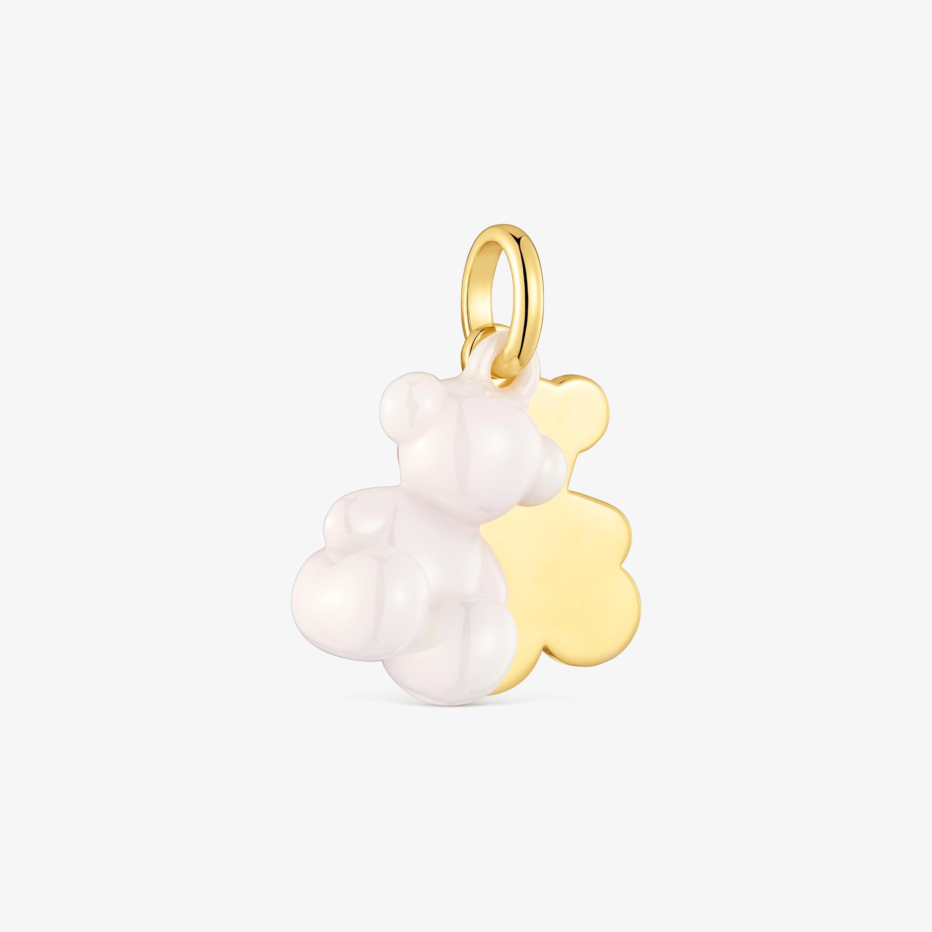 Double-bear Pendant with 18K gold vermeil and white ceramic Bold Bear