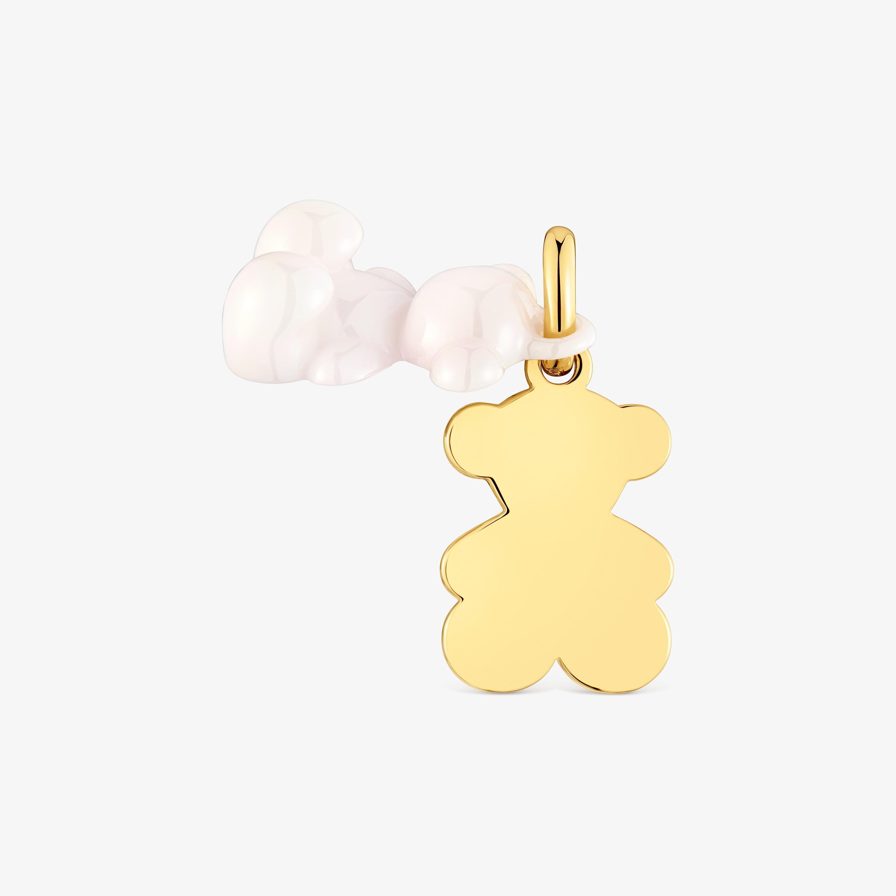 Double-bear Pendant with 18K gold vermeil and white ceramic Bold Bear