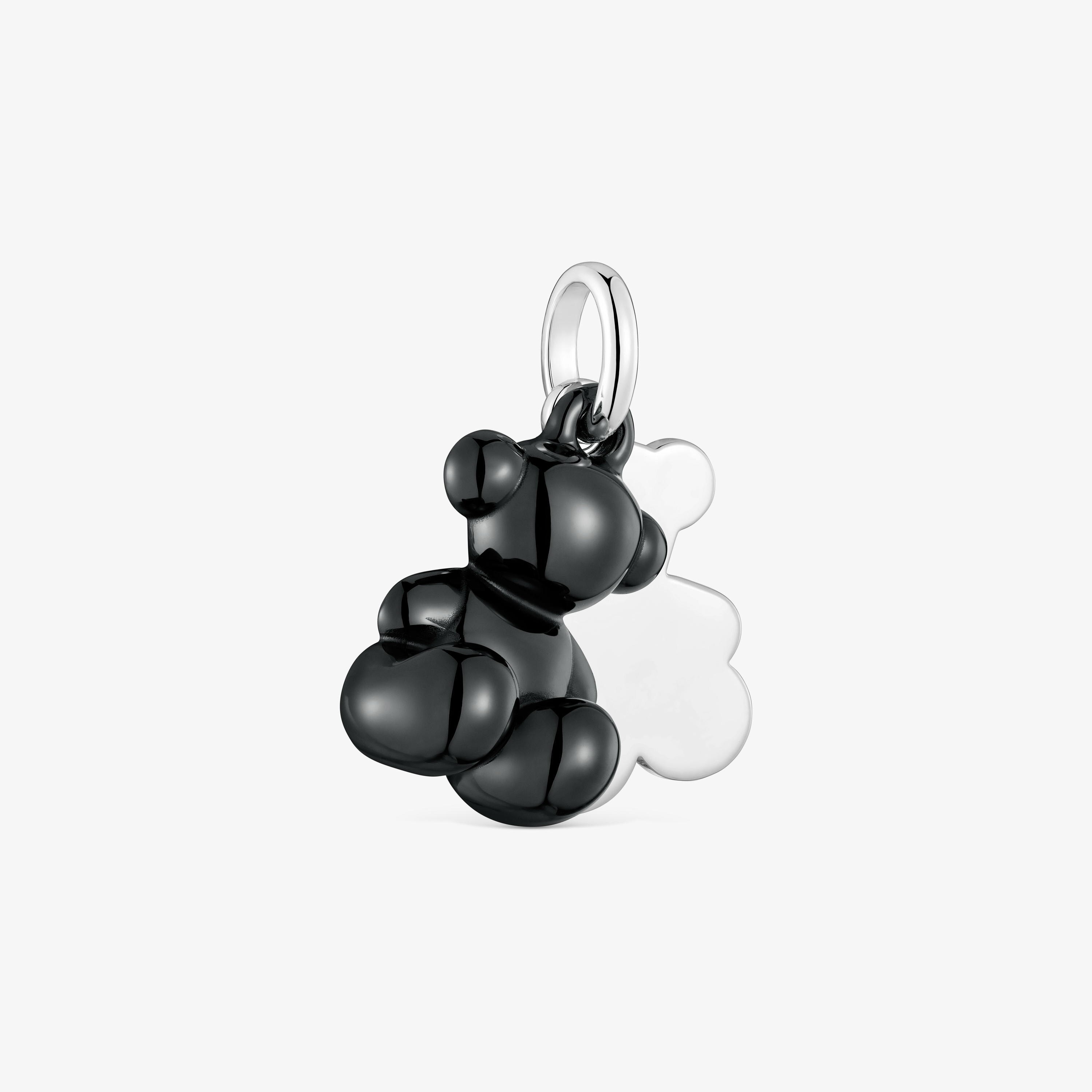 Silver and black ceramic double-bear Pendant Bold Bear