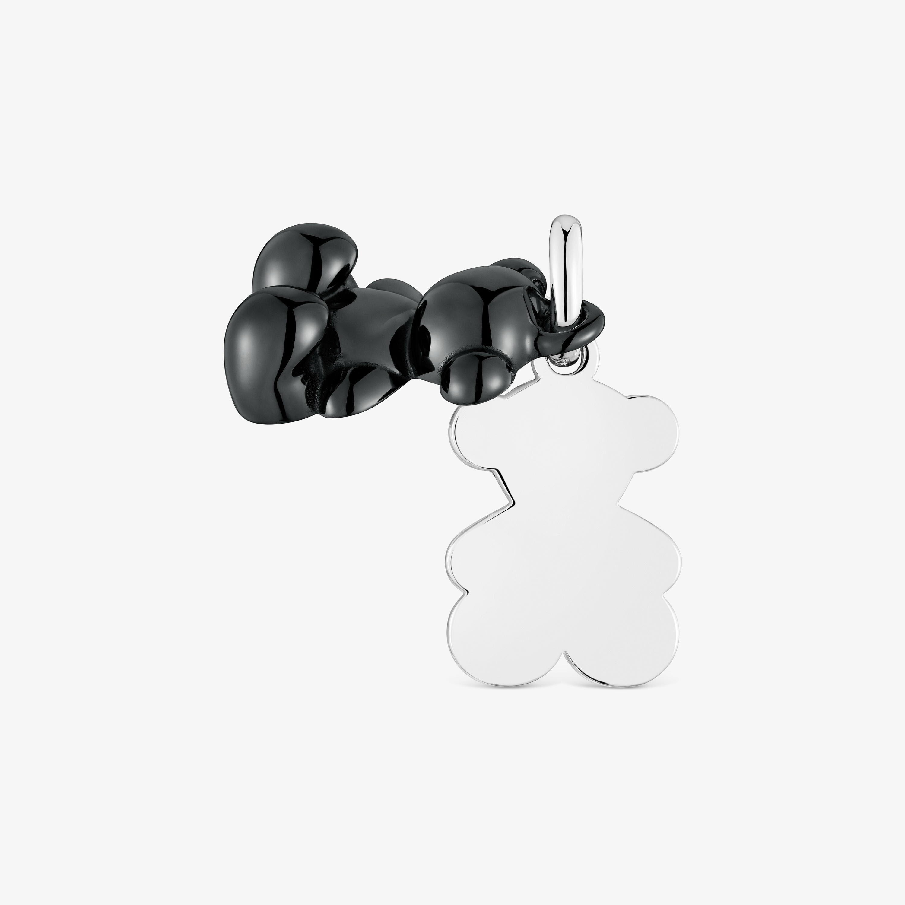 Silver and black ceramic double-bear Pendant Bold Bear