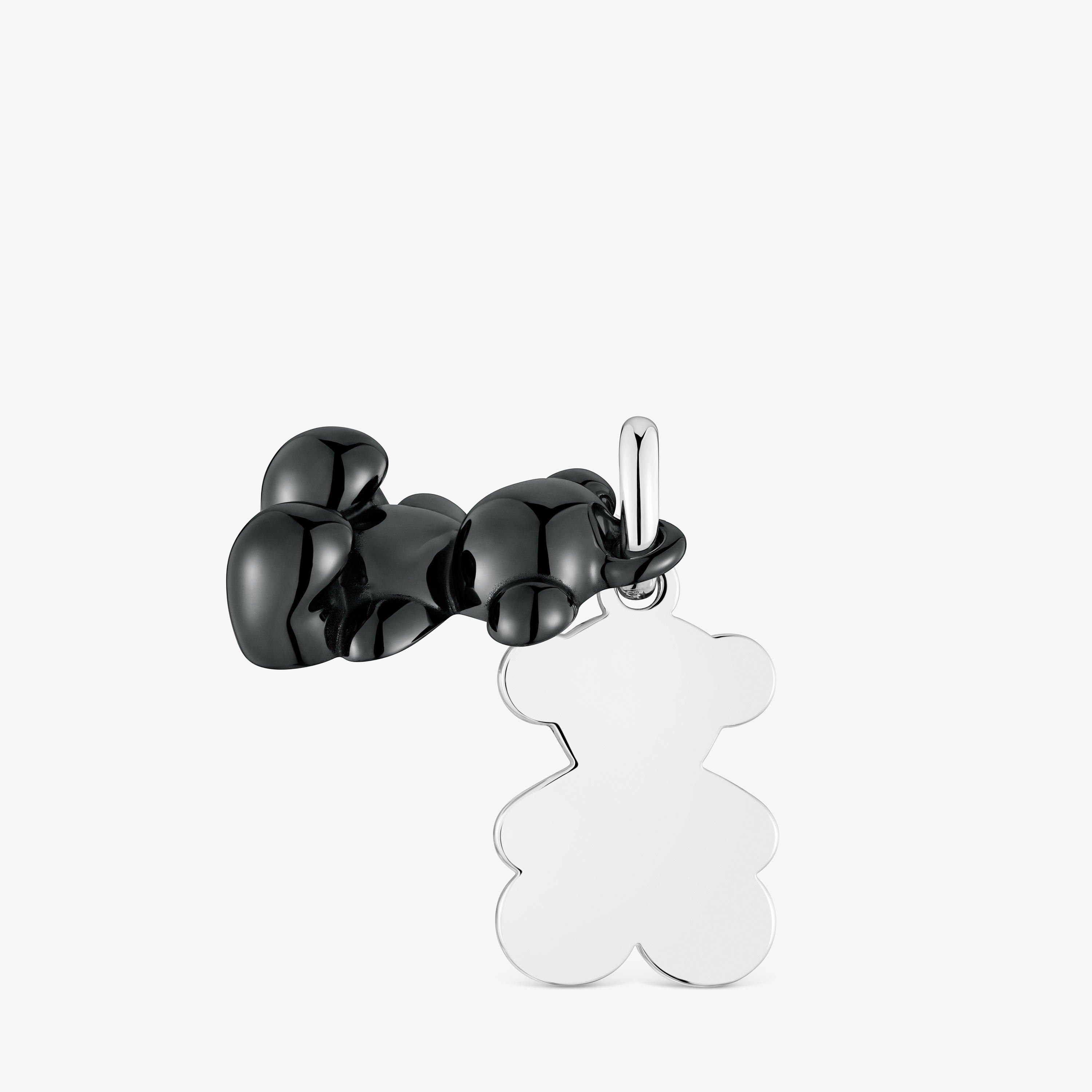 Silver and black ceramic double-bear Pendant Bold Bear