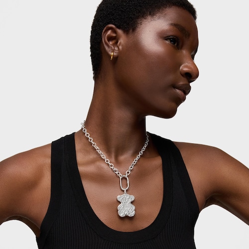 Colgante grande de plata oso bombón Sweet Dolls