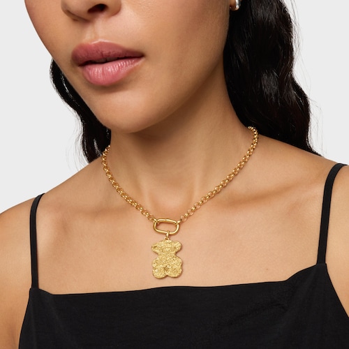 Colgante grande con baño de oro 18 kt sobre plata oso bombón Sweet Dolls