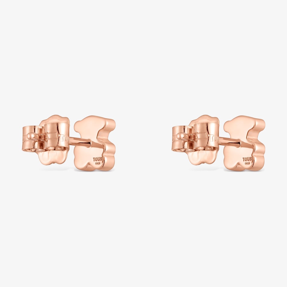 Aretes oso con ba&ntilde;o de oro rosa 18 kt sobre plata 6 mm Sweet Dolls