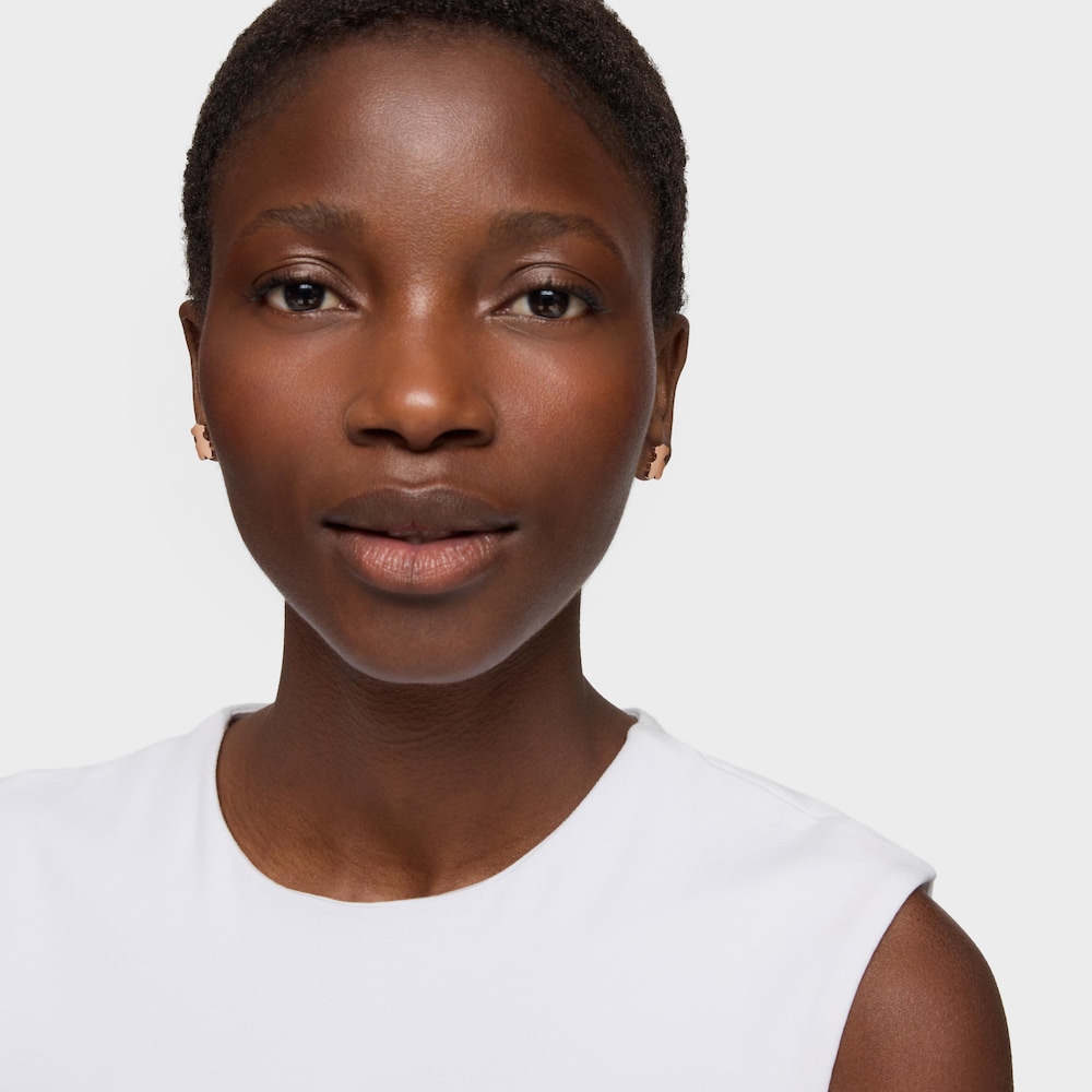 Aretes oso con ba&ntilde;o de oro rosa 18 kt sobre plata 6 mm Sweet Dolls