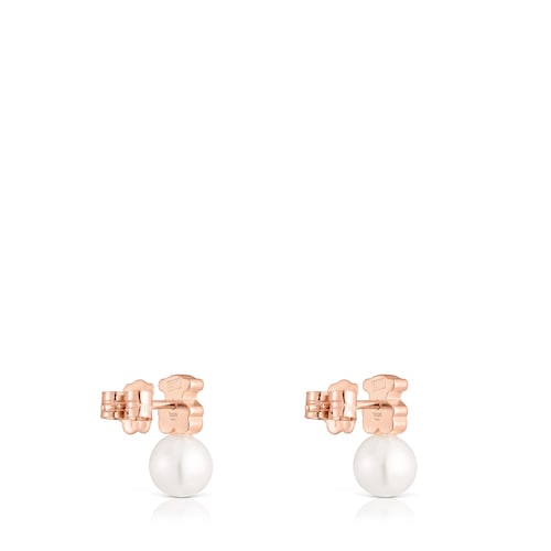 B&auml;ren-Ohrringe TOUS Sweet Dolls aus 18&nbsp;kt ros&eacute;vergoldetem Silber mit S&uuml;&szlig;wasser-Zuchtperlen