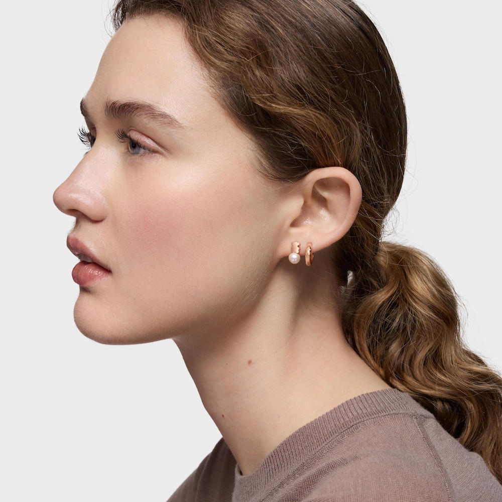 Pendientes oso con ba&ntilde;o de oro rosa 18 kt sobre plata y perla cultivada de agua dulce Sweet Dolls