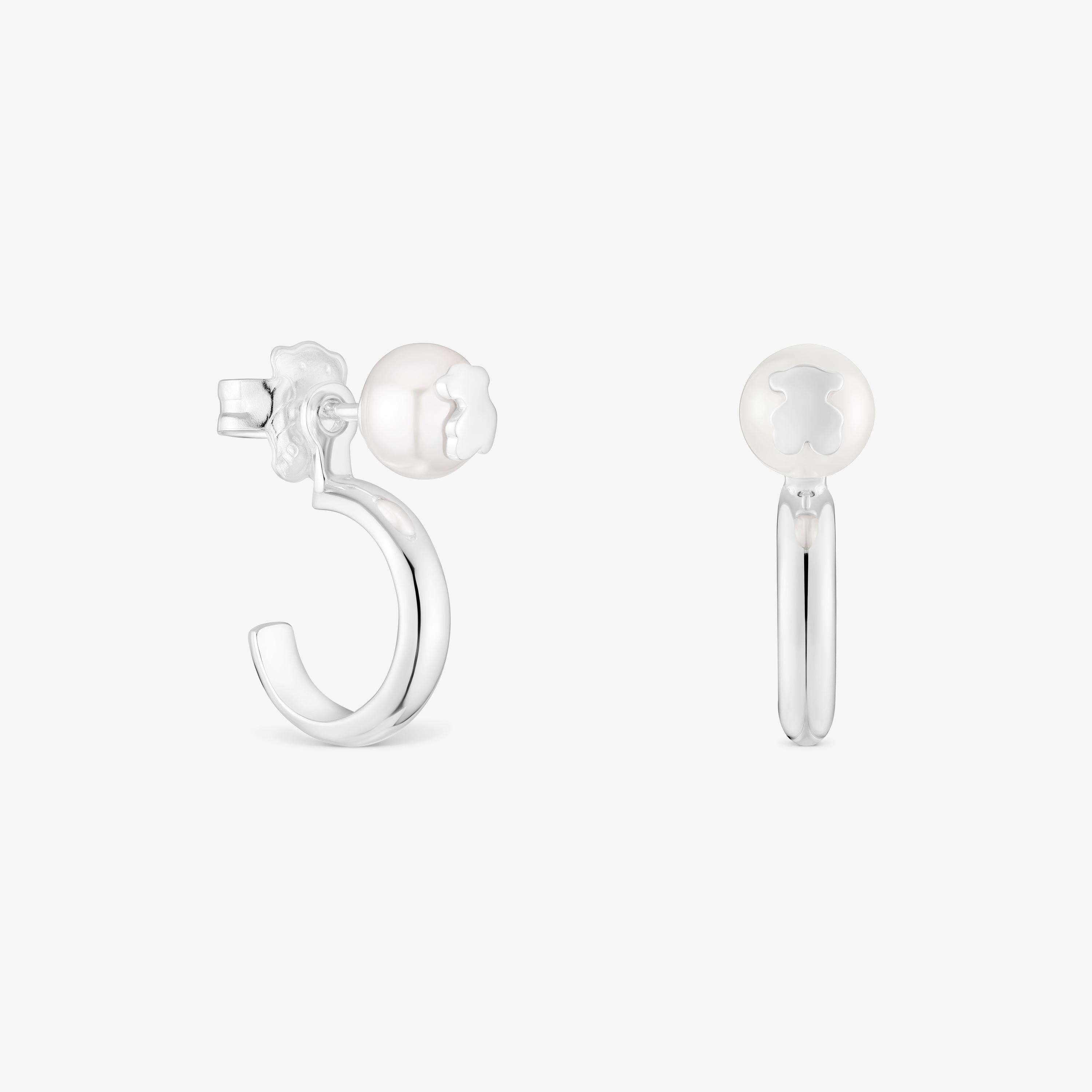 Silver and cultured pearl Hoop earrings TOUS Icon Pearl
