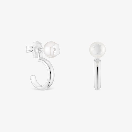 Kolczyki kreolki ze srebra z perłą hodowlaną TOUS Icon Pearl