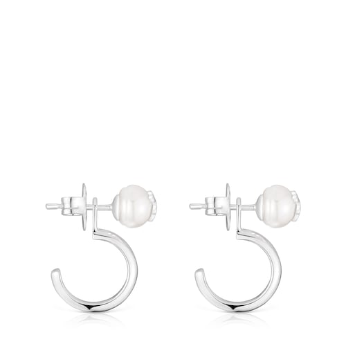 Pendientes de aro en  plata y perlas cultivadas Icon Pearl
