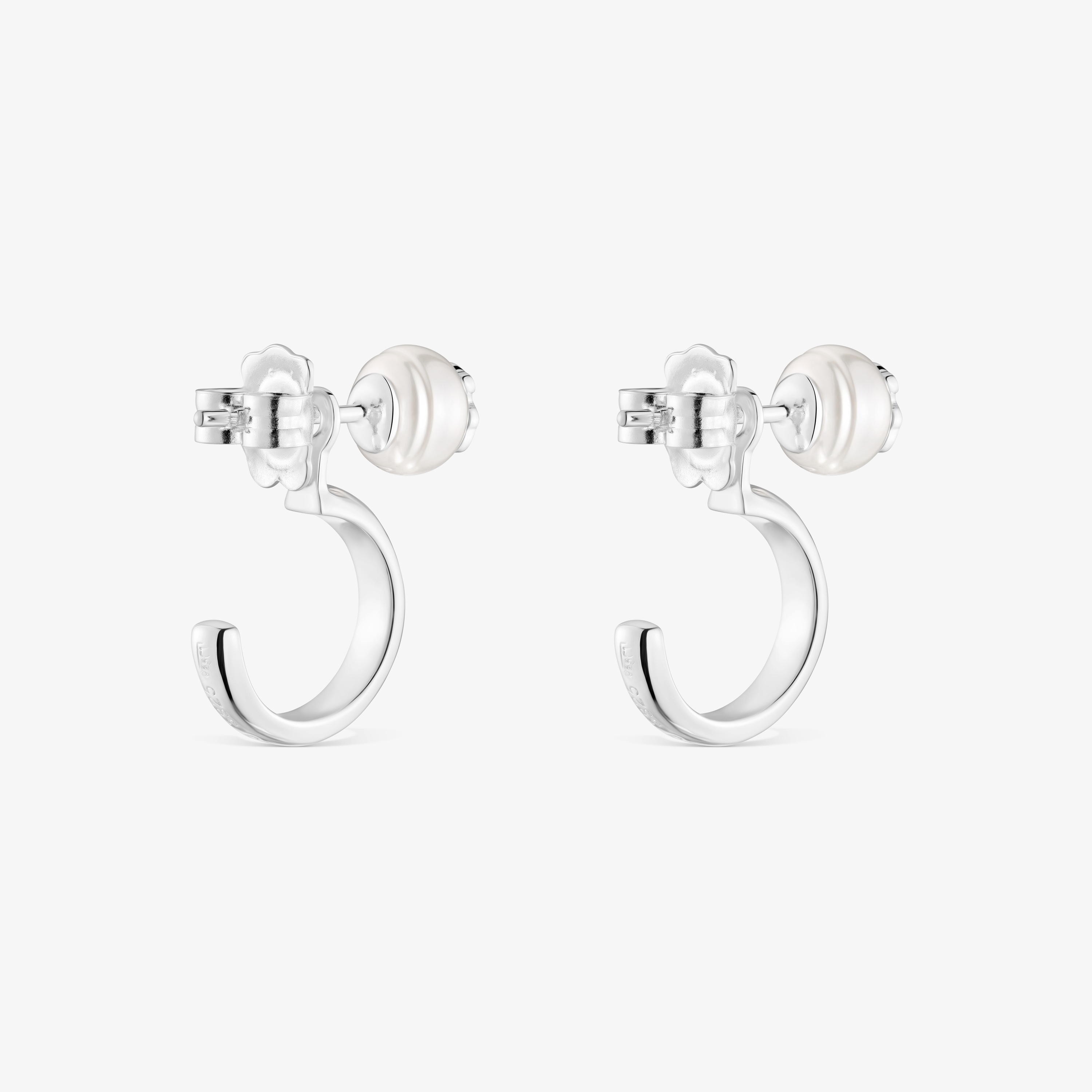 Silver and cultured pearl Hoop earrings TOUS Icon Pearl