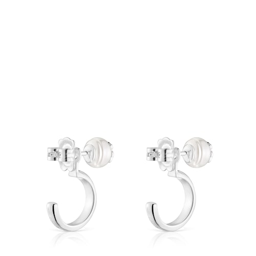 Pendientes de aro en  plata y perlas cultivadas Icon Pearl