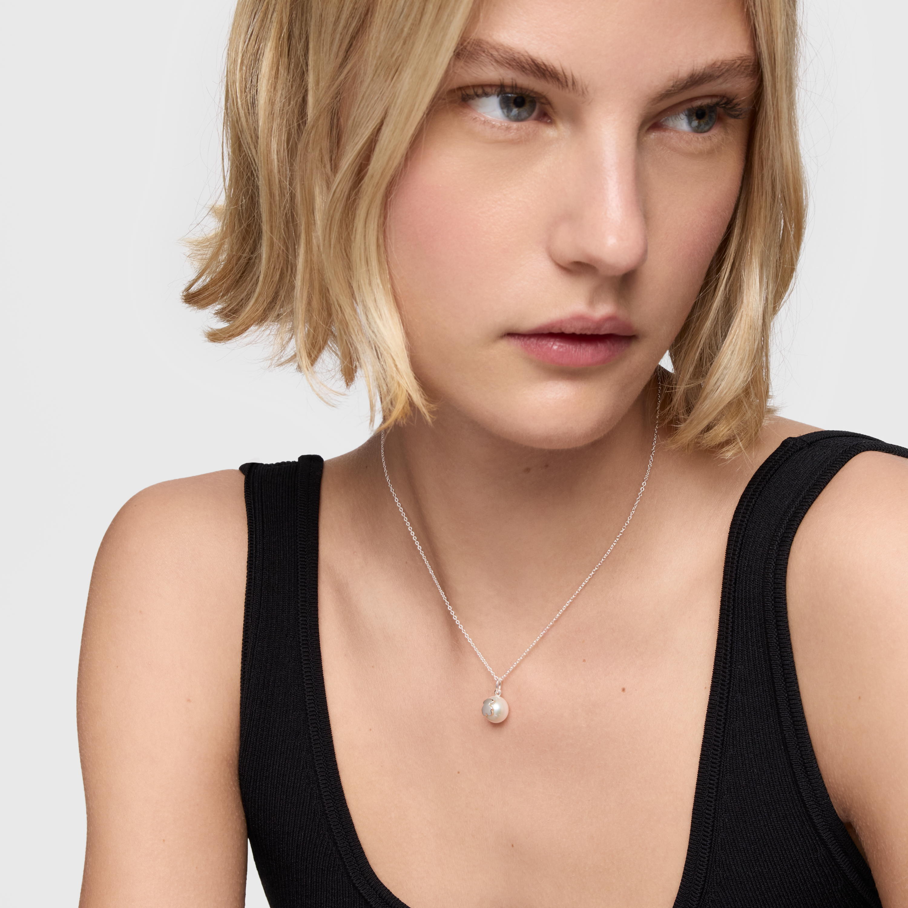 Short silver and  mm cultured freshwater pearl Necklace TOUS Icon Pearl