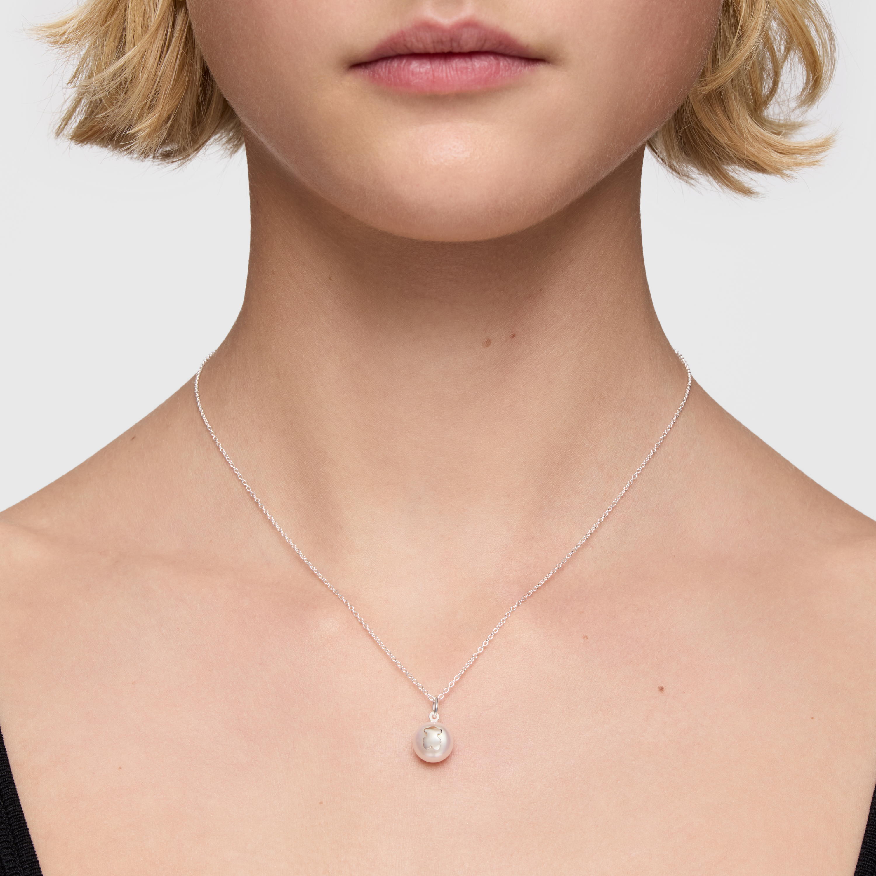 Short silver and  mm cultured freshwater pearl Necklace TOUS Icon Pearl
