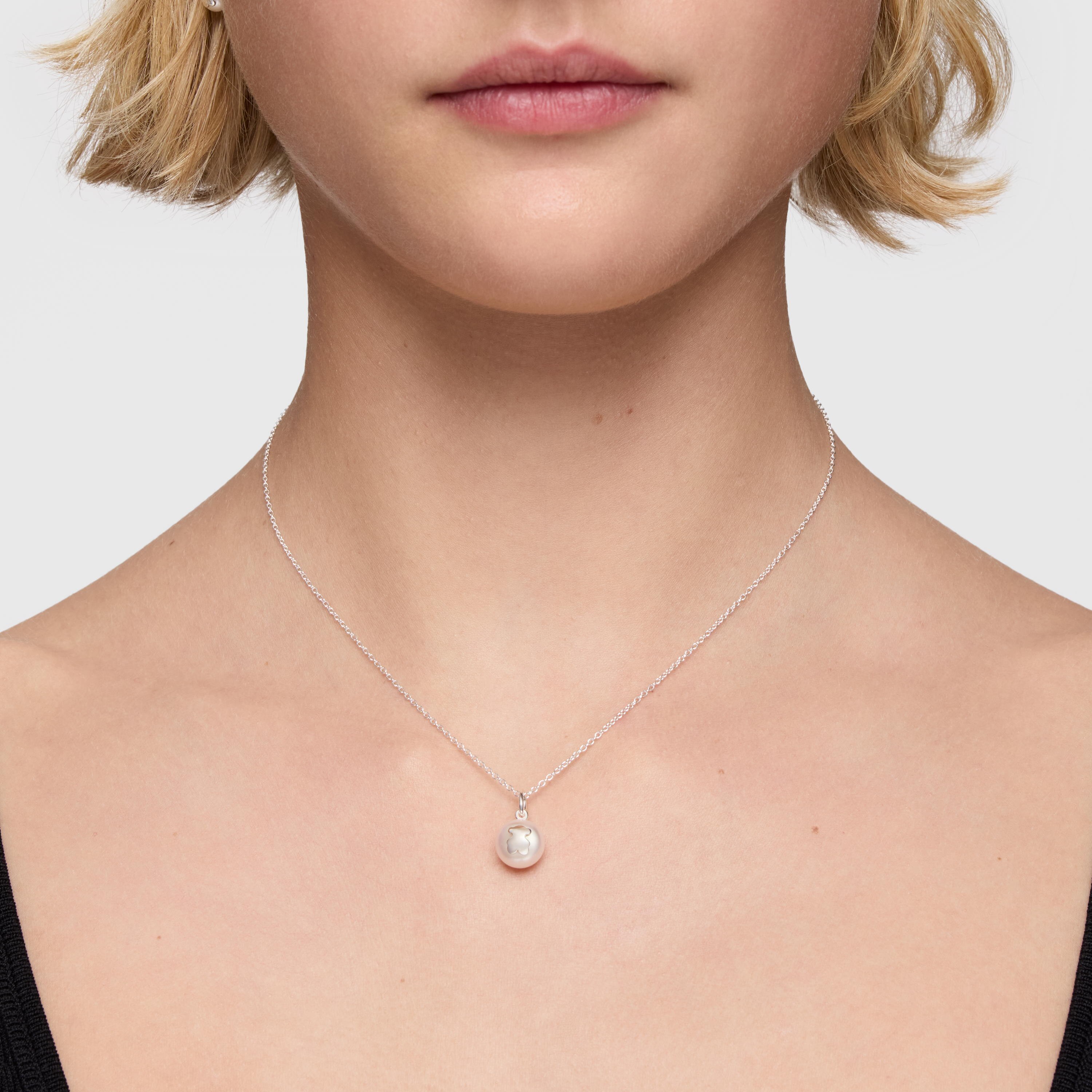 Short silver and  mm cultured freshwater pearl Necklace TOUS Icon Pearl