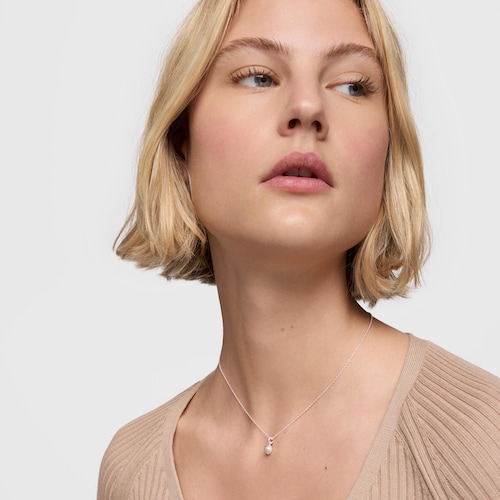 Collar corto de plata y perla cultivada de agua dulce 6,5 mm Icon Pearl