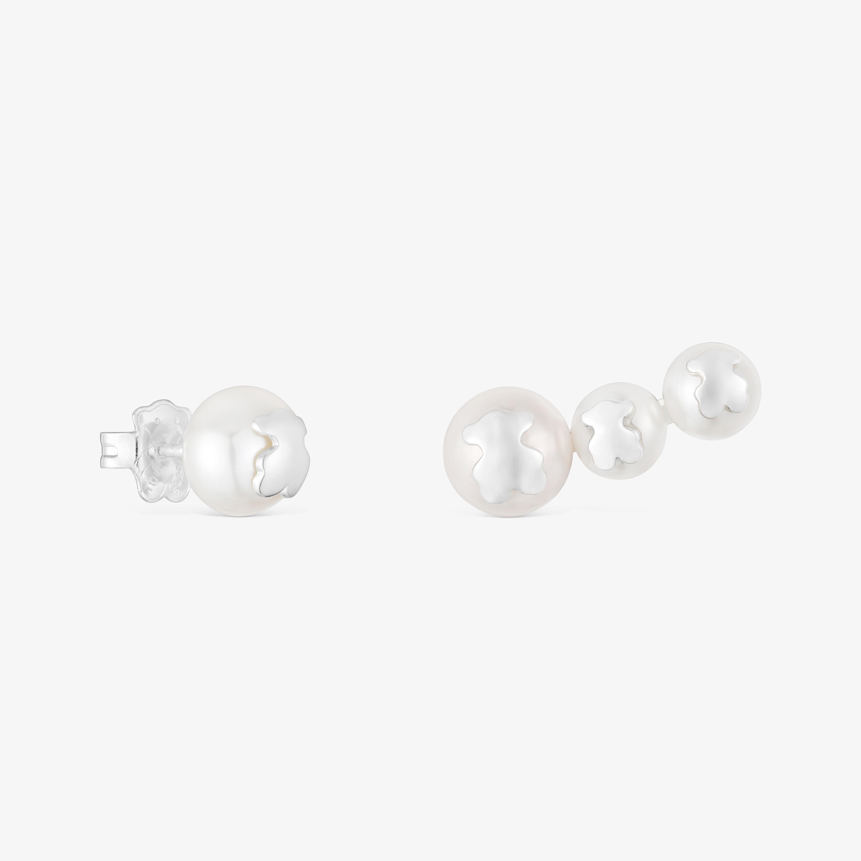 Triple pearl and silver earrings TOUS Icon Pearl
