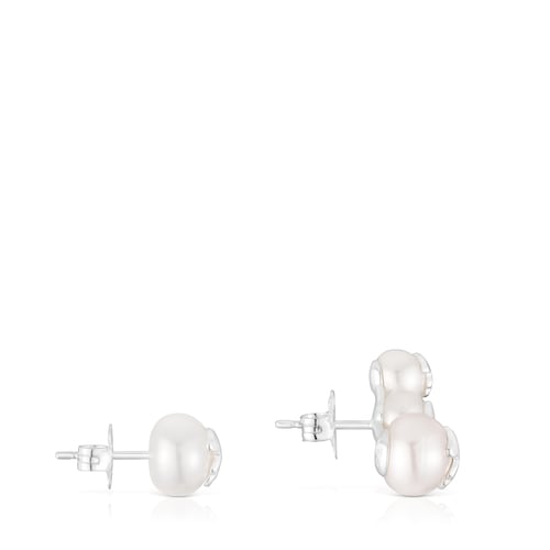 Pendientes triple perla y plata Icon Pearl