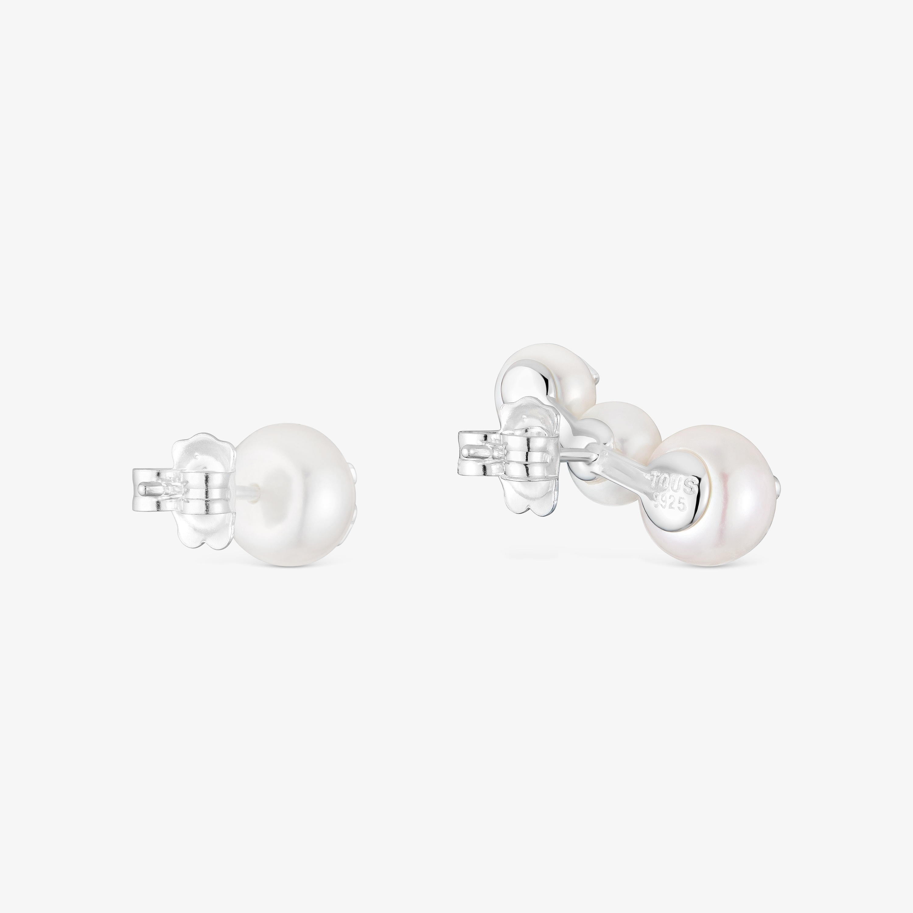 Triple pearl and silver earrings TOUS Icon Pearl