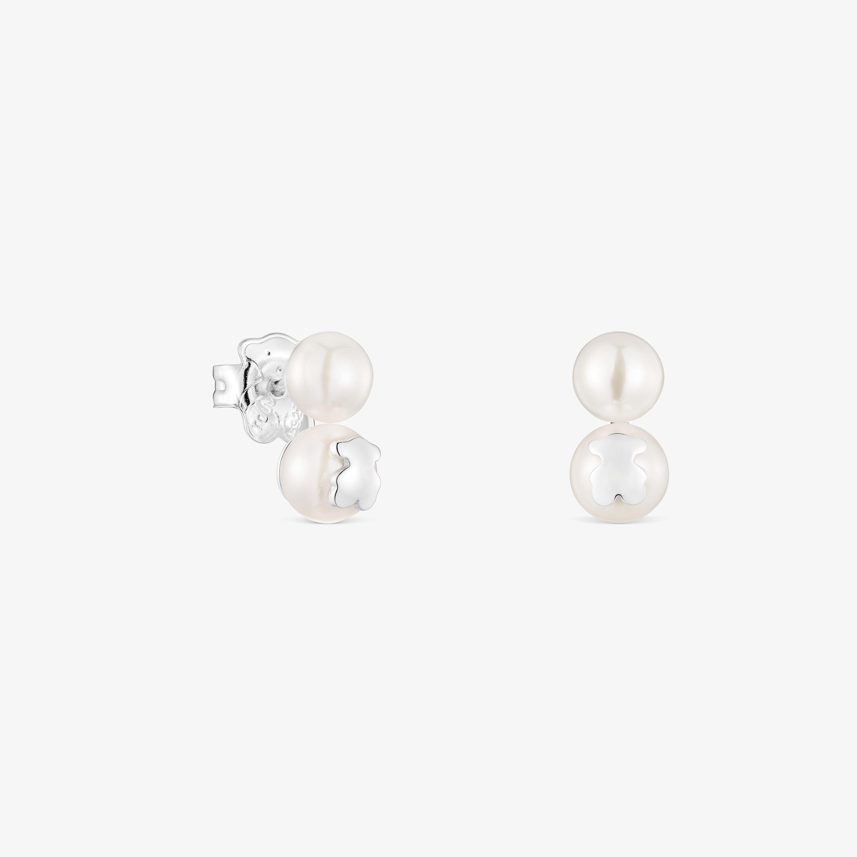 Pearl and silver Double earrings TOUS Icon Pearl