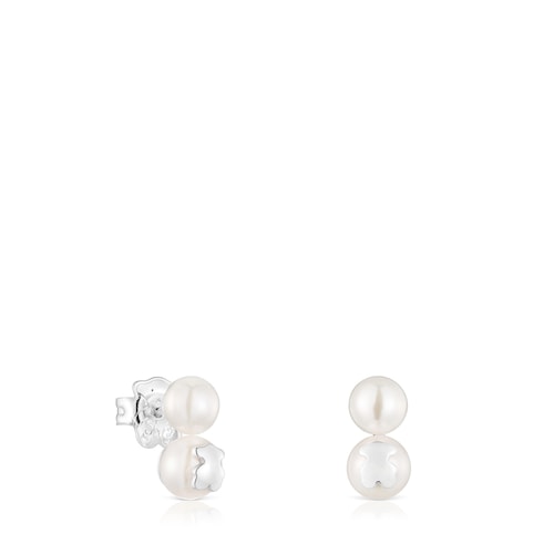 Pendientes doble perla y plata Icon Pearl
